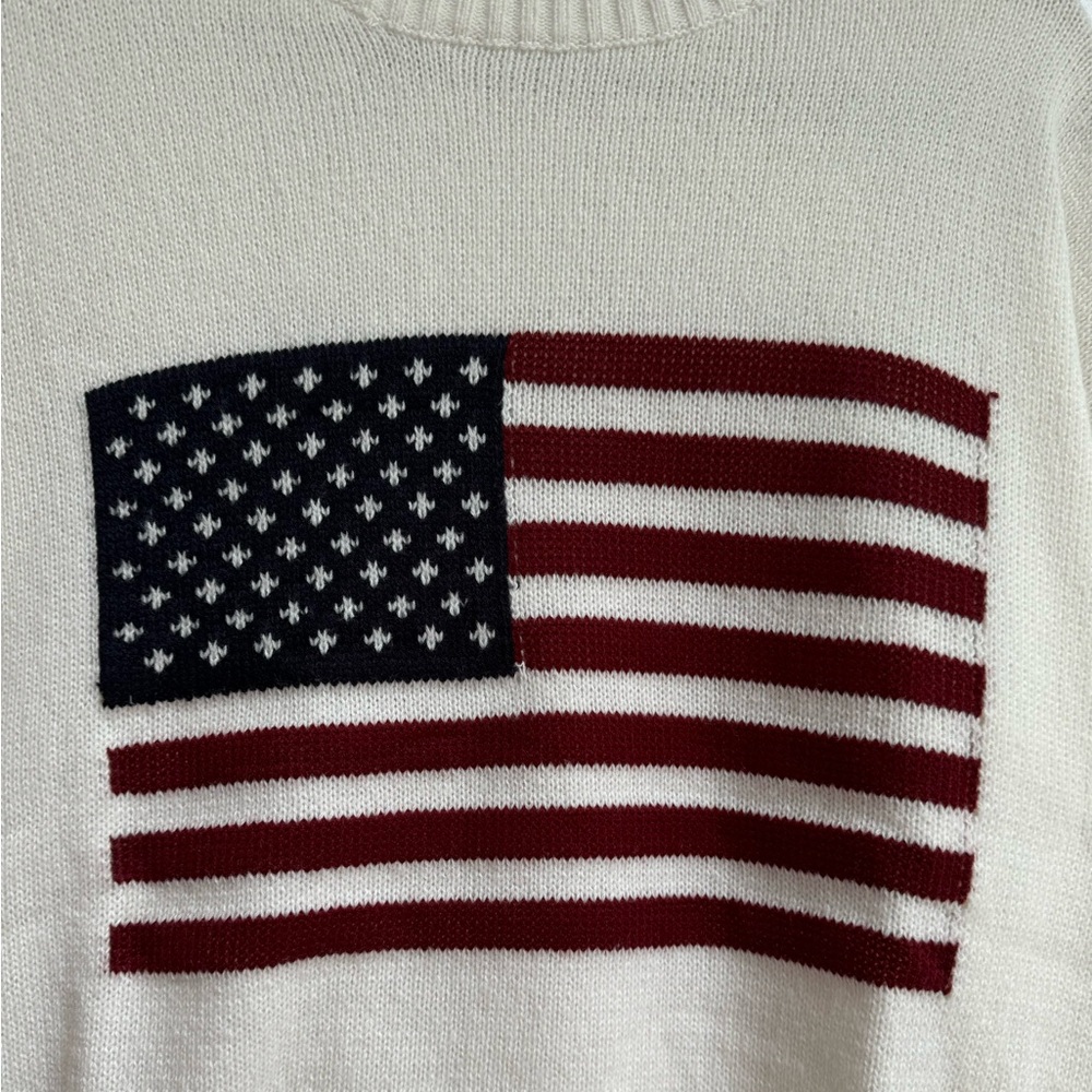 White American Flag Embroidered Stitched Mock Neck Sweatshirt Size Large - Picture 7 of 8
